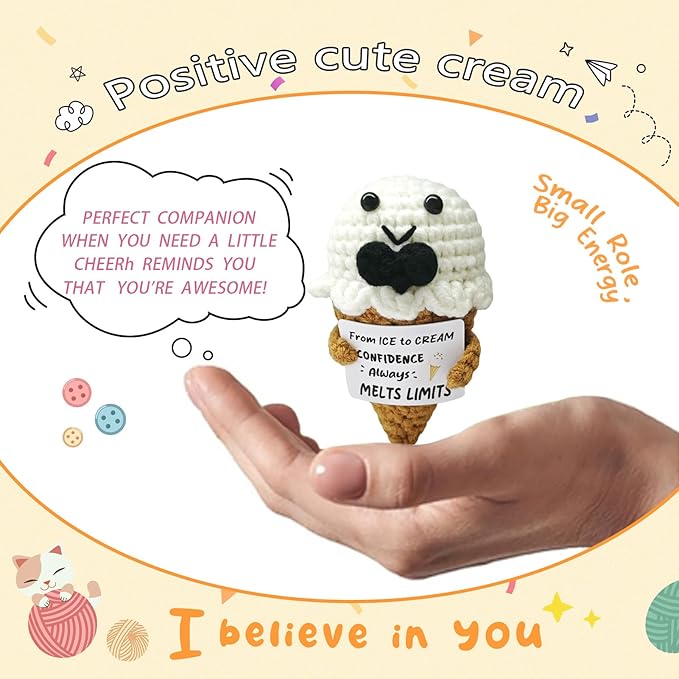 Handmade Crochet Ice Cream-Sweet Gift for Dessert Lovers!Birthday Surprise for Ice Cream Fans & Sweet Tooths,Custom Amigurumi Treat for Men and Women Who Adore Frozen Delights