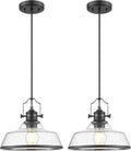 kudos 2 Pack Pendant Lights Kitchen Island, 11" Black Kitchen Island Lighting with Seeded Glass Shade, Farmhouse Large Hanging Light Fixture for Kitchen Sink Dining Room, KDPL13-BK-S-2PK