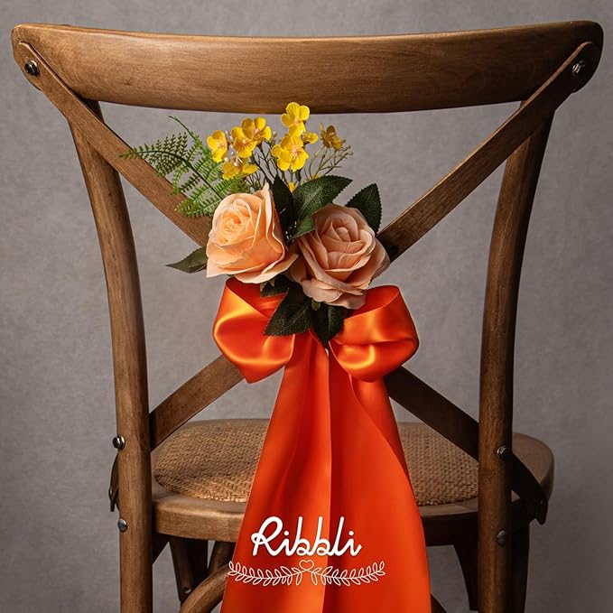 Ribbli Torrid Orange Satin Ribbon 4 Inch Wide Orange Ribbon for Wedding Chair Sash Grand Opening Ceremony Big Bows Gift Wrapping Floral Crafts Cake Decor-Double Faced Satin Continuous 10 Yards
