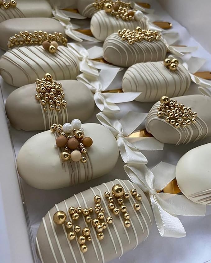Gold Pearl Sugar Sprinkles 3.53 oz, 14mm Candy Pearls Ideal for Baking, Cake and Cupcake Toppers, Cookie Decoration, Ice Cream Topping, Wedding Shower Valentines Halloween Christmas