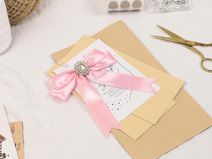 Rose Pink Satin Ribbon 1 inch X Continuous 25 Yards, Single Face Polyester Ribbon Perfect for Gift Wrapping, Flower Bouquet, Wedding Decor, Crafts, Bow Making, Sewing and More