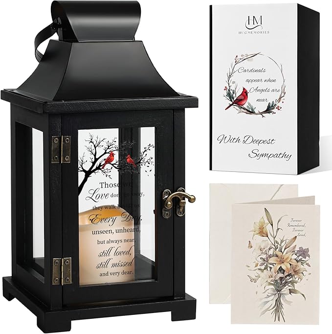 Memorial Lantern, Bereavement Sympathy Gifts for Loss of Loved One Mother Father, Bereavement Gifts Thoughtful Funeral Gifts in Memory of Loved One with LED Candle