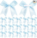 50 Pieces Gift Wrap Bows Premium Satin Ribbon Bows 3.3 Inch Craft Bows for Gift Wrapping DIY Treat Bags Holiday Gifts Bag Party Decorations, Wedding Decor Christmas Birthday Presents (Light Blue)