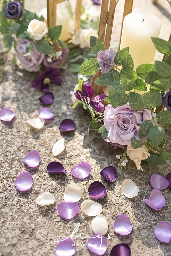 Ling's moment Rose Petals, Silk Flower Petals for Wedding/Aisle/Flower Girl Baskets/Table Centerpiece Décor,etc.Purple Lilac 200pcs