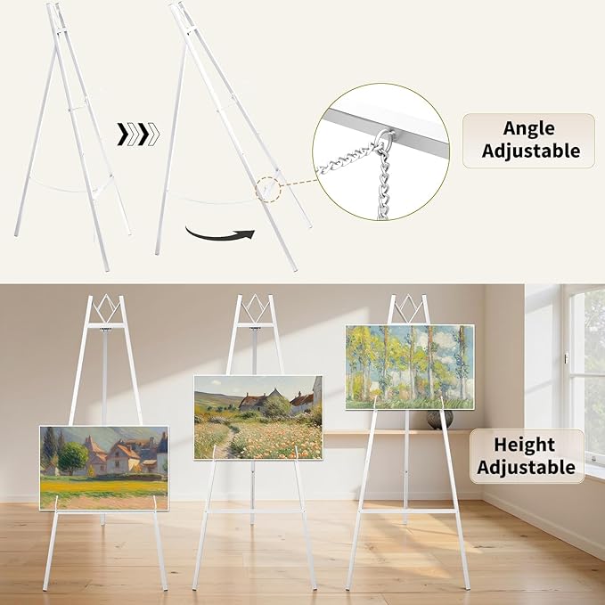 GRENTY 46.7" Easel Stand for Wedding Signs – No Assembly Needed, Heavy Duty Metal Display Stand for Art, Welcome Signs, Posters, Pictures, Paintings, and Floor Décor