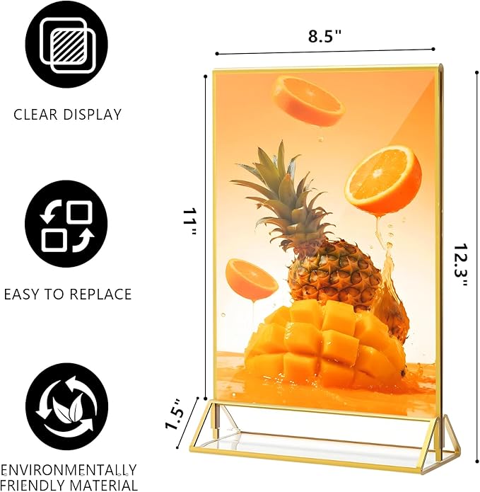 Acrylic Sign Holder, 8.5 x 11 In 4 Pack Acrylic Sign, Flyer Holder, Table Signs Holders, Flyer Stand, Double Sided Flyers Holders Table Menu Display Stand for Wedding Tables Number