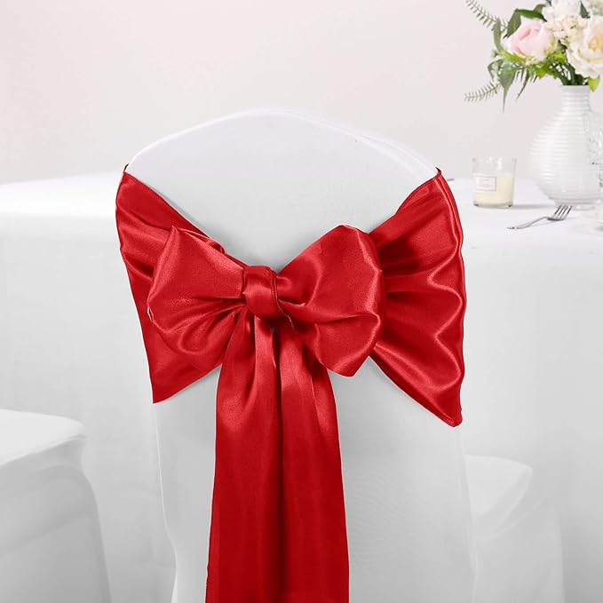 5-Pack Satin Table Runner Red 12 x 108 inches Long, Table Runners for Wedding, Birthday Parties, Banquets Decorations（5 Pack, 12x108 Inch, Red）