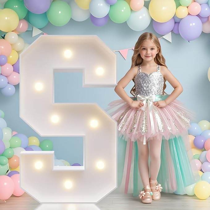 JoyMuse Marquee Letters 3 Feet Tall, Light Up Letters 3FT with Lights, Large Letters for Party, Letter S Light Up Letters for Baby Shower Wedding Proposal Graduation Birthday Decorations