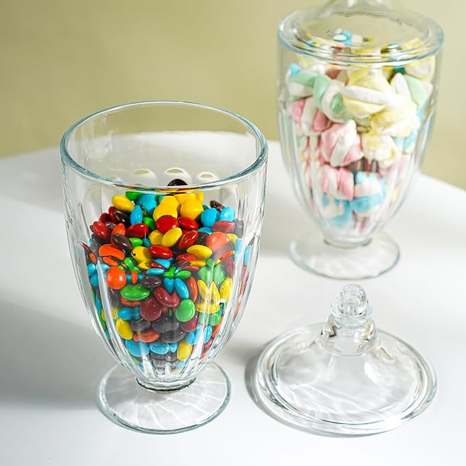 ZEERSHEE 2 Pack 26oz Glass Candy Jars with Lids Clear Decorative Storage Jar for Candy Cookies Wedding Party Favors