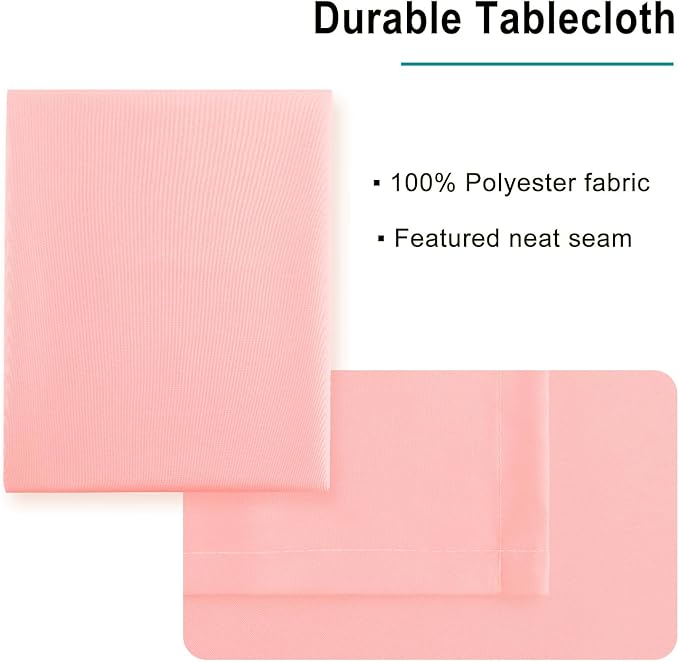 Hiasan Rose Pink Tablecloth for Rectangle Tables - Waterproof Washable Polyester Fabric Table Cloth for Buffect Dining Birthday Party Wedding, 54 x 108 Inch