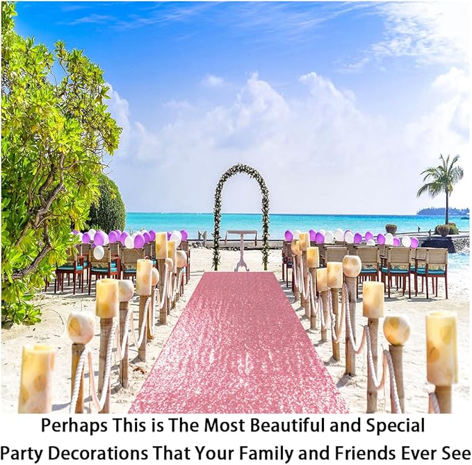 ShinyBeauty Pink Gold Aisle Runner-4FTx15FT-Sequin Aisle Runners Rug for Outdoor Rugs for Hallway Glitter Carpet for Wedding Ceremony (4FTx15FT, Pinkgold)