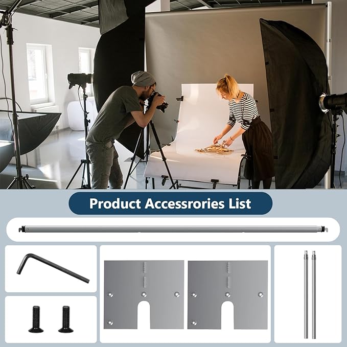 SLOW DOLPHIN 10x 8.6ft Pipe and Drap Backdrop Stand Kit,Heavy Duty Adjustable Frame Backdrop Stand for Event, Birthday Party, displays and Wedding Decoration