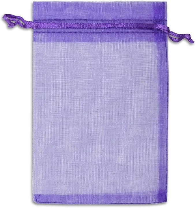 TheDisplayGuys 48-Pack 6x8 Purple Sheer Organza Gift Bags with Drawstring, Jewelry Candy Treat Wedding Party Favors Mesh Pouch