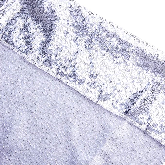 SquarePie Sequin Backdrop Not See Through Thick Stain Background for Photography Glitter Curtain Party 8FT x 8FT Silver