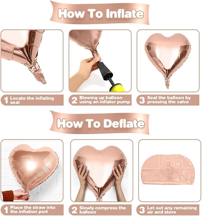 Rose Gold Pink Heart Balloons,12Pcs 18 Inch Pastel Pink Helium Foil Love Heart Shaped Balloons for Wedding Bridal Engagement Party Anniversary Birthday Baby Shower Valentines Day Decorations