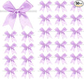50 PCS Twist Tie Bows Satin Ribbon Bows 3.3 Inch Gift Wrap Bows Craft Bows for Gift Wrapping, Party Decorations Gifts Bag DIY Treat Bags Wedding Decor Baby Shower Christmas (Light Purple)