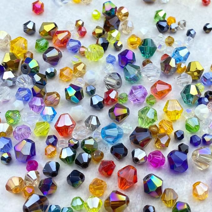 400pcs 4mm Bicone Crystal Glass Beads Loose Spacer Beads Faceted Craft Beads for Jewelry Making DIY Necklace Bracelet Earring Wind Chimes Suncatchers Ornamen(Sapphire AB)