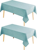 Hiasan 2 Pack Faux Linen Rectangle Tablecloth - Wrinkle and Stain Resistant Washable Table Cloth for Kitchen Dining Room Holiday Table Cover for Party Dinner, Aqua, 60 x 84 Inch