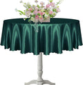 KKJIAF 1 Pack 60 Inch / 5ft Round Table Cloth, Hunter Green Overlay Round Satin Table Cover, Silky Satin Dining Tablecloths for Wedding Buffet Parties Banquet Decoration