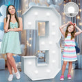 4FT Marquee Light Up Numbers - Cool White Light Up Numbers 3 with Fixed Water Bag, Party Decoration Large Marquee Light Up Numbers can Be Used for Wedding Decoration, Birthday Party Decoration