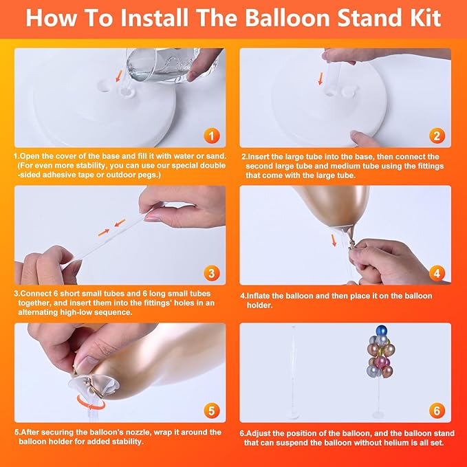 4 Sets of Balloon Stand Kit - 62in Balloon Stands with Base, Balloon Sticks, Decorations for Party Birthday Wedding Baby Shower Gender Reveal Graduation