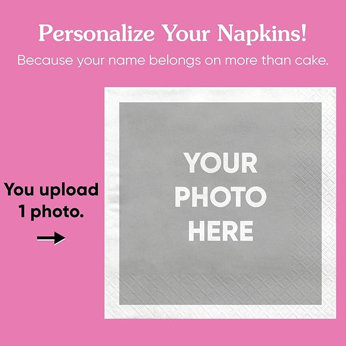 Big Dot of Happiness Custom Photo Party Napkins, Personalized Engagement, Wedding, Graduation, Birthday Decor, White 3-Ply Paper Luncheon Napkins - 50 Count