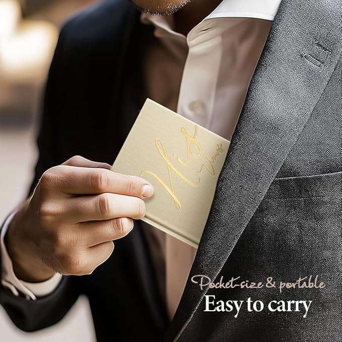 Vow Books His and Hers 2 Pack - 6 x 4 Inch Linen Hardcover Wedding Vow Books with Gold Foil Lettering & Bookmark, Wedding Ceremony Keepsake for Bride and Groom-His and Her Engagement Gift, 48 Pages