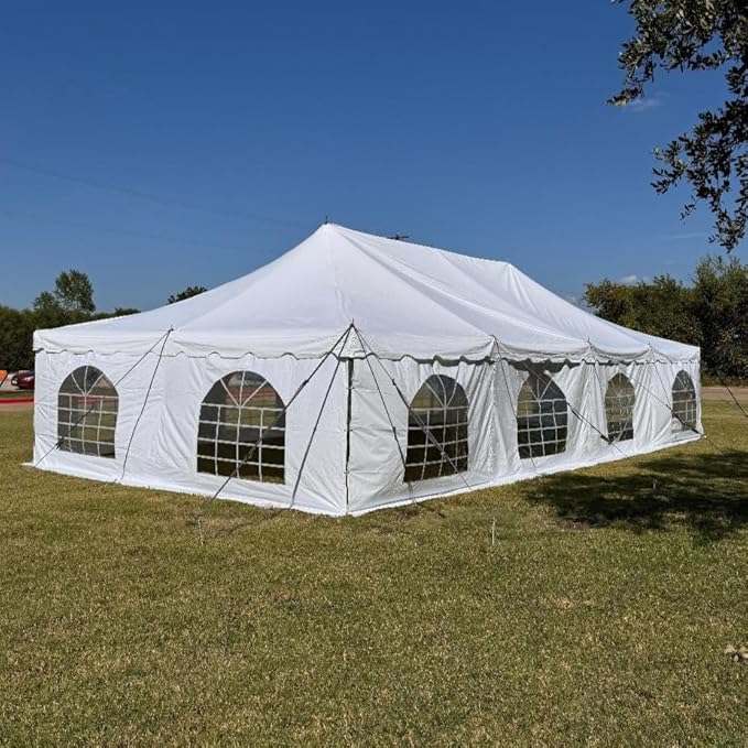 40'x20' PVC Pole Party Tent with Storage Bags, Tents for Parties, Fire Retardant (FR), Heavy Duty Wedding Tent Canopy, Outdoor Commercial Event Tents, Waterproof Top