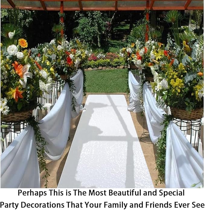 ShinyBeauty White Sequin Sparkle Wedding Aisle Runner 3FTx15FT Elegant Bridal Carpet for Indoor & Outdoor Ceremonies, Reusable Decor
