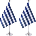 ZXvZYT 2 Pack Greece flag Greek Table Flag Small Mini Greek Desk Flags With Stand Base,International Festival Events Celebration Decorate,Home office Decorations