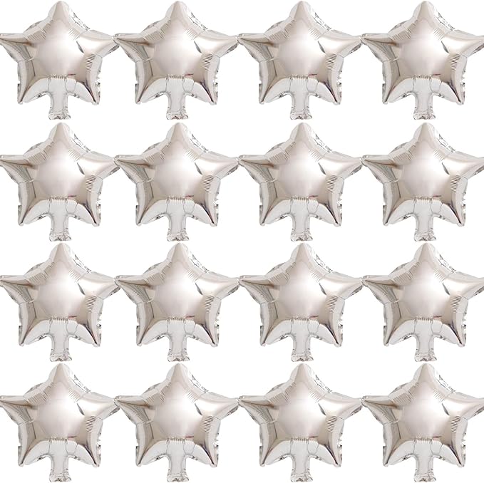 50 Pieces 10" Silver Foil Star Balloons for Party Decorations