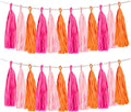 Rose red Pink and Orange Tassel Garland Banner Paper Tassels for Party Decorations,Pack of 15