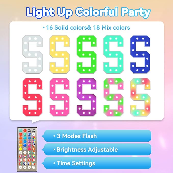 Ledido 4FT Marquee Light Up Letters, 34 Colors Changing Marquee Letter 4 Feet Tall with Remote, Big Letters for Party Wedding Graduation Birthday Decorations, Large Light Up Letter E
