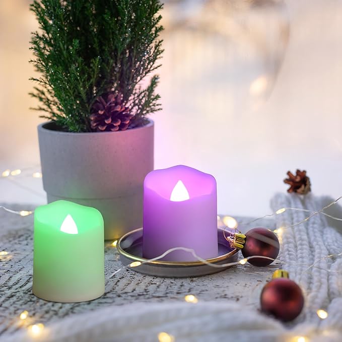 FREEPOWER Rechargeable Color Changing Tea Lights Candles with Remote Battery Operated Flameless Votive Candles for Romantic,Festival Clebration Halloween and Christmas Decor Set of 6……