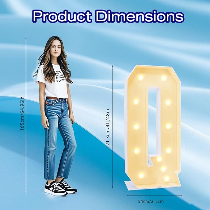 4FT Marquee Plastic Letters Q - Light up Letters Q Are Made from Corrugated Plastic Board - Quick Assembly Without Tools, Disassembled Components Can Be Used for Garage Sale Signs, Yard Sale Signs