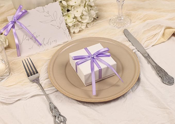 Light Purple Satin Ribbon 1/4 inch X Continuous 100 Yards, Single Face Polyester Ribbon Perfect for Gift Wrapping, Flower Bouquet, Wedding Decor, Crafts, Bow Making, Sewing and More