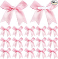 50 Pieces Gift Wrap Bows Premium Satin Ribbon Bows 3.3 Inch Craft Bows for Gift Wrapping DIY Treat Bags Holiday Gifts Bag Party Decorations, Wedding Decor Christmas Birthday Presents (Light Pink)