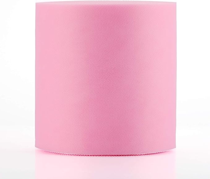 Tulle Fabric Roll, 6” by 200 Yards (600FT) Tulle Organza Fabric Spool for DIY Tutu Skirt Baby Shower Decor Wedding Backdrop Crafts Birthday Party Supplies (Pink)
