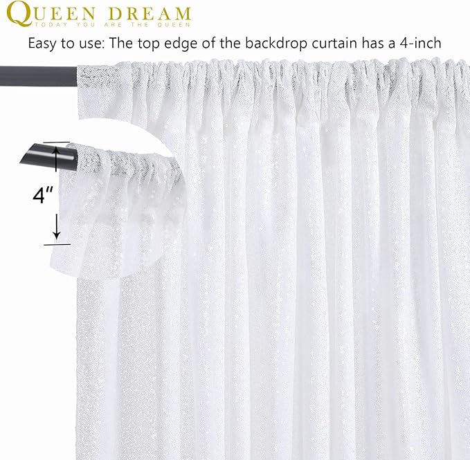 White Sequin Backdrop Curtain 7ft x 7ft Party Backdrop Curtains Sparkly Photo Backdrop for Party Wedding Birthday Wall Decoration