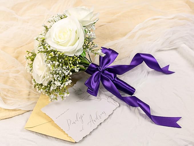 Purple Satin Ribbon 1 inch X Continuous 25 Yards, Single Face Polyester Ribbon Perfect for Gift Wrapping, Flower Bouquet, Wedding Decor, Crafts, Bow Making, Sewing and More