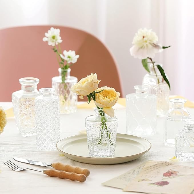 Mini Bud Vases As Wedding Centerpieces for Tables,Clear Bud Vases for Flowers,Small Flower Vases Suitable for Birthday Party,Anniversary,Wedding Reception,Baby Shower (Clear, 24PCS)
