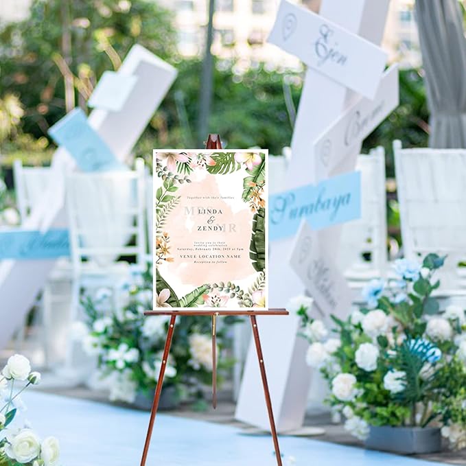 Conda 63" Wooden Tripod Artist Display Easel with Tray, A-Frame Adjustable Easel Stand for Wedding Sign, Foldable Easels for Painting Canvas, Display & Posters