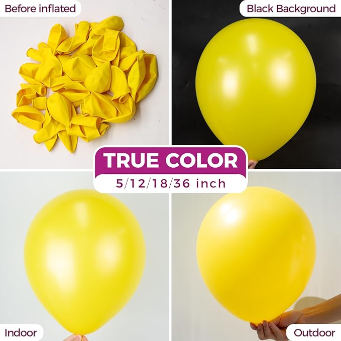 Bezente Yellow Balloons Latex Party Balloons - 150 Pack 5 inch Matte Small Yellow Helium Balloons for Birthday Wedding Bridal Shower Summer Party Decorations