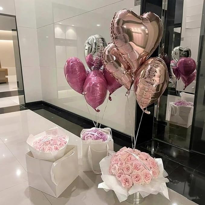 Rose Gold Pink Heart Balloons,12Pcs 18 Inch Pastel Pink Helium Foil Love Heart Shaped Balloons for Wedding Bridal Engagement Party Anniversary Birthday Baby Shower Valentines Day Decorations