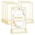 EHWINE 8 Pack 5×7 Clear Acrylic Sign Holder with Gold Borders and Vertical Stand, Double Sided Table Menu Holders Picture Frames for Wedding Table Numbers, Restaurant Signs, Photos and Art Display
