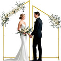 Wedding Arch Backdrop Stand for Parties Set of 2, 7FT/6.7FT Gold Wedding Arches for Ceremony - Reusable Metal Square Balloon Arch Frame for Birthday Party Bridal Baby Shower Graduation Decoration