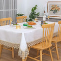 Beige lace Premium Rectangle Farmhouse Tablecloth Waterproof OilProof SpillProof AntiShrink Soft Wrinkle Resistant Decorative Fabric Table Cover Kitchen Dinning Party Wedding Banquet