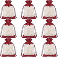 50 Pcs Burlap Bags with Drawstring,3.9"x5.5" Gift Bags Jewelry Pouch Bags for Candy Packing Party Favors Wedding Holiday DIY Craft(Wine Red)