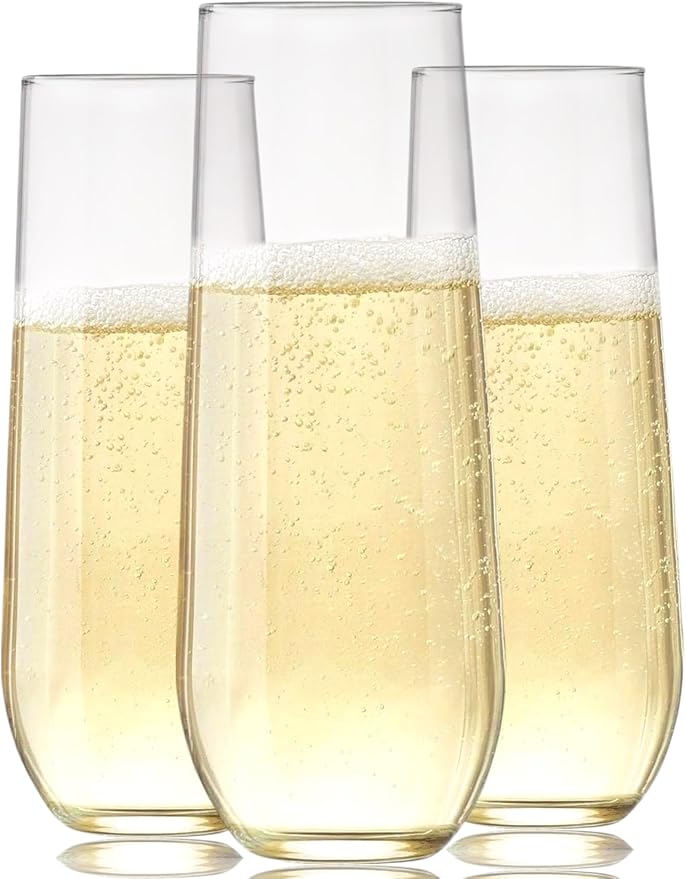 36 piece Stemless Unbreakable Crystal Clear Plastic Wine Glasses Set of 36 (9 Ounces)