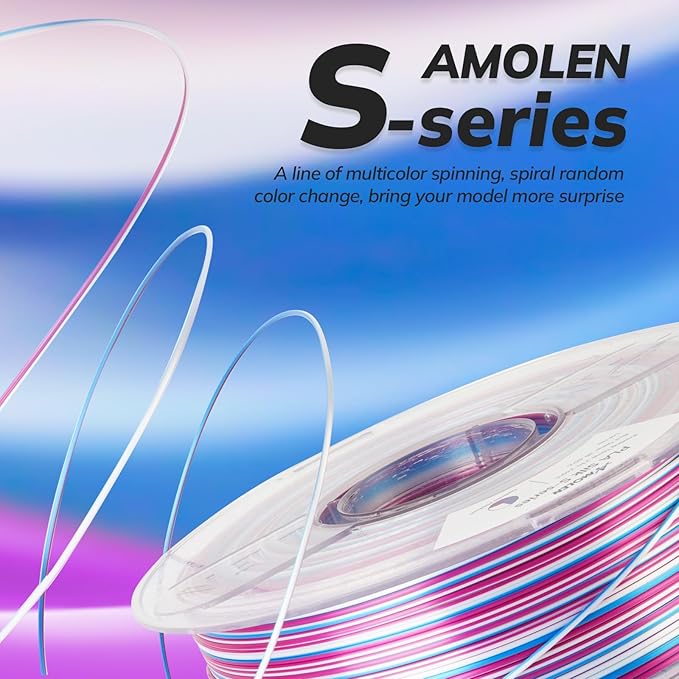 AMOLEN Silk PLA 3D Printer Filament, Shiny Multicolor Rainbow PLA Filament 1.75mm, Fast Color Change PLA 3D Printing Filament for Most FDM 3D Printer, Magenta Pink Blue White, 1kg (2.2lbs)